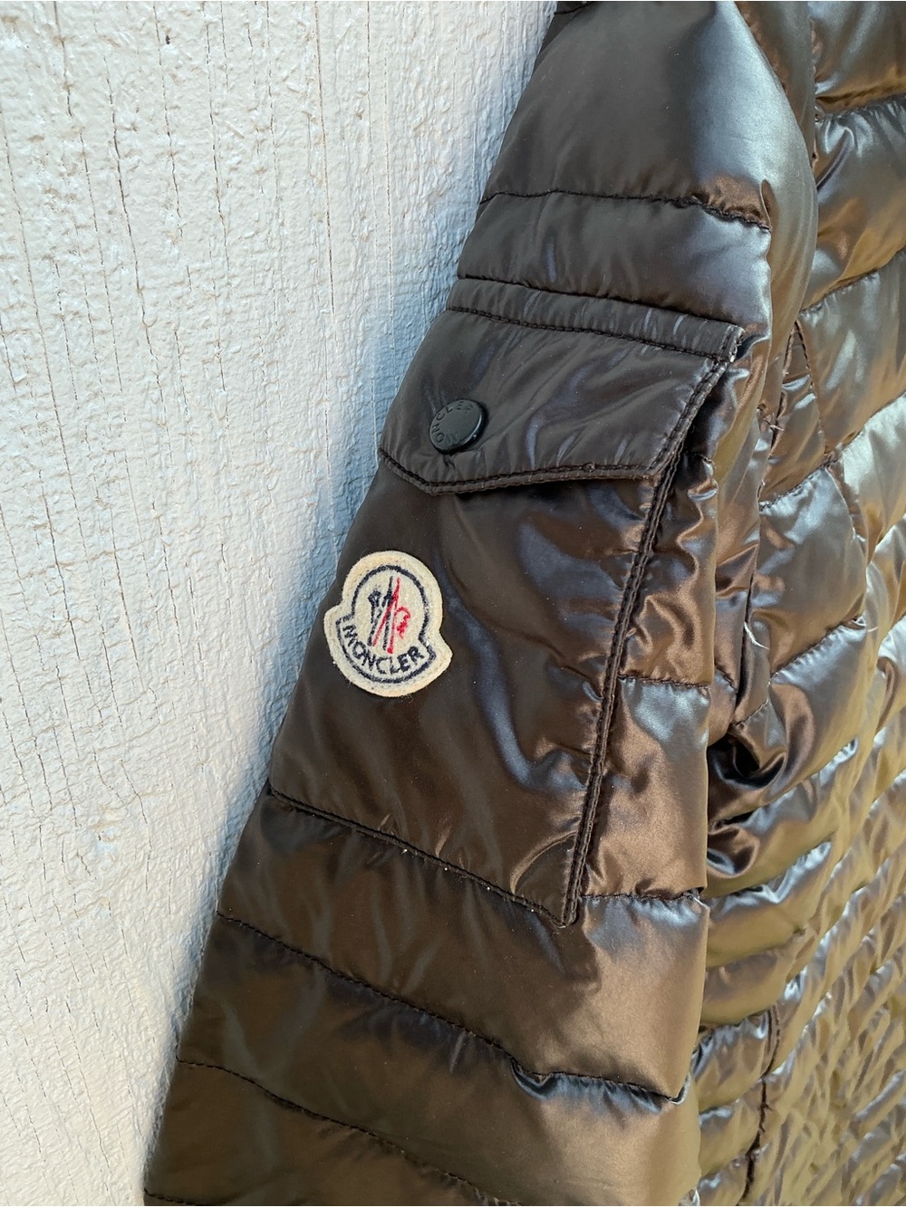 Moncler Black Long Hooded Down Puffer Coat Size 2 Logo Patch Luxury Winter - Picture 7 of 9